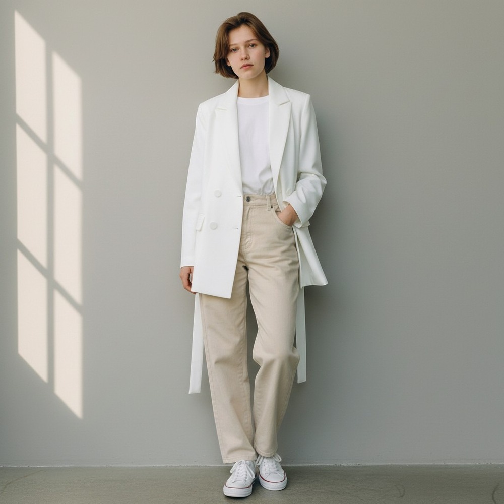 Good‎ American Tuxedo Jacket 2 Ivory Blazer Belted